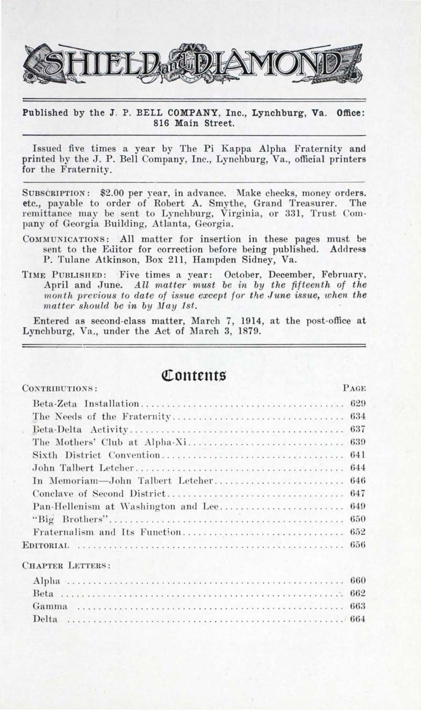 Shield and Diamond, Vol. 25, No. 5, June 1916